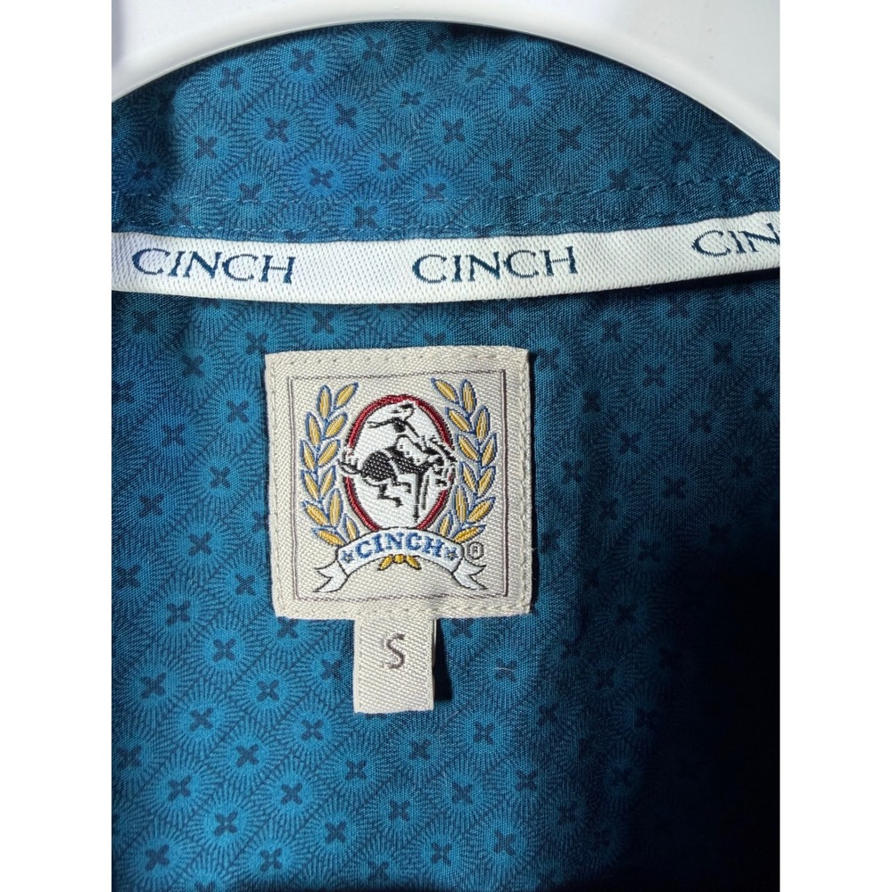 Cinch Button Down Shirt Women S Teal Blue Geometric Western MTW1105345 - Picture 3 of 8